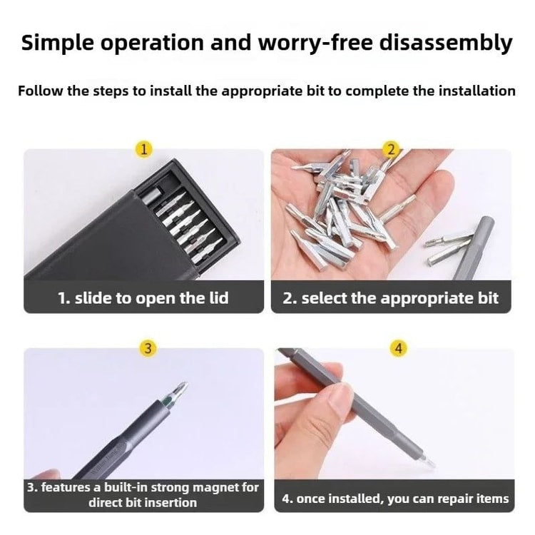 Multi-Functional Mobile and Laptop Repair Tool Kit - Precision Bit Screwdriver Set with Dust Removal Tools