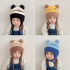 Cute Cartoon Animals Baby Hat, Winter Warm Knitted Beanies for Boys and Girls, Anti-Cold Toddler Kids Lacing Cap