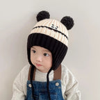 Cute Cartoon Animals Baby Hat, Winter Warm Knitted Beanies for Boys and Girls, Anti-Cold Toddler Kids Lacing Cap