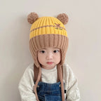 Cute Cartoon Animals Baby Hat, Winter Warm Knitted Beanies for Boys and Girls, Anti-Cold Toddler Kids Lacing Cap