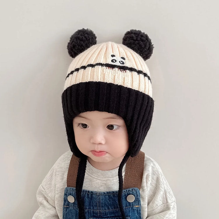 Cute Cartoon Animals Baby Hat, Winter Warm Knitted Beanies for Boys and Girls, Anti-Cold Toddler Kids Lacing Cap