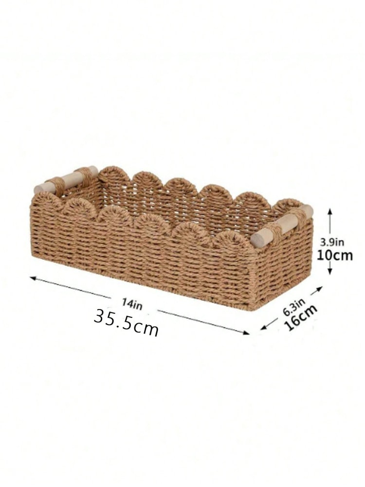 Handmade Woven Storage Basket Desktop Organizer for Snacks Cosmetics and Home Essentials