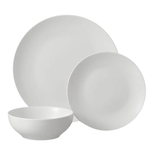 12-Piece White Stoneware Dinnerware Set – Elegant Plates & Bowls, Microwave & Dishwasher Safe Tableware for 4