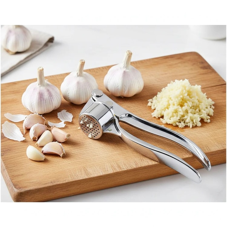 7.1in Stainless Steel Garlic Press – Heavy Duty Ginger Crusher with Easy Squeeze Design